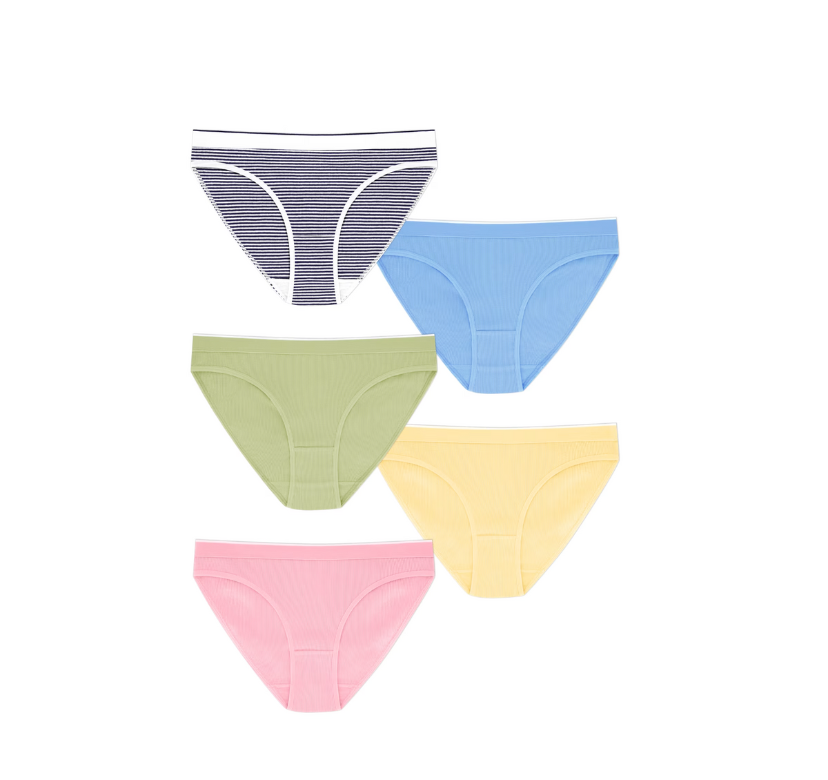 Stretch Ribbed Bikini Underwear, 5-Pack, Women's XS-XXXL